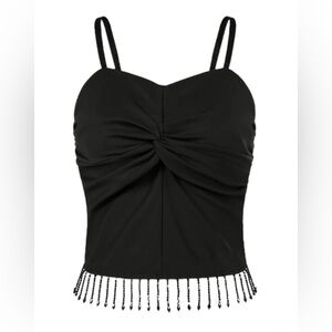 Beaded Fringe Crop Top